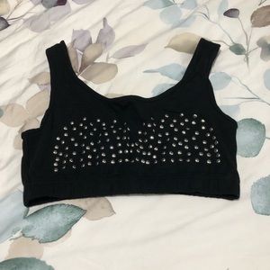 MD Black Crop Top with Metal Detailing